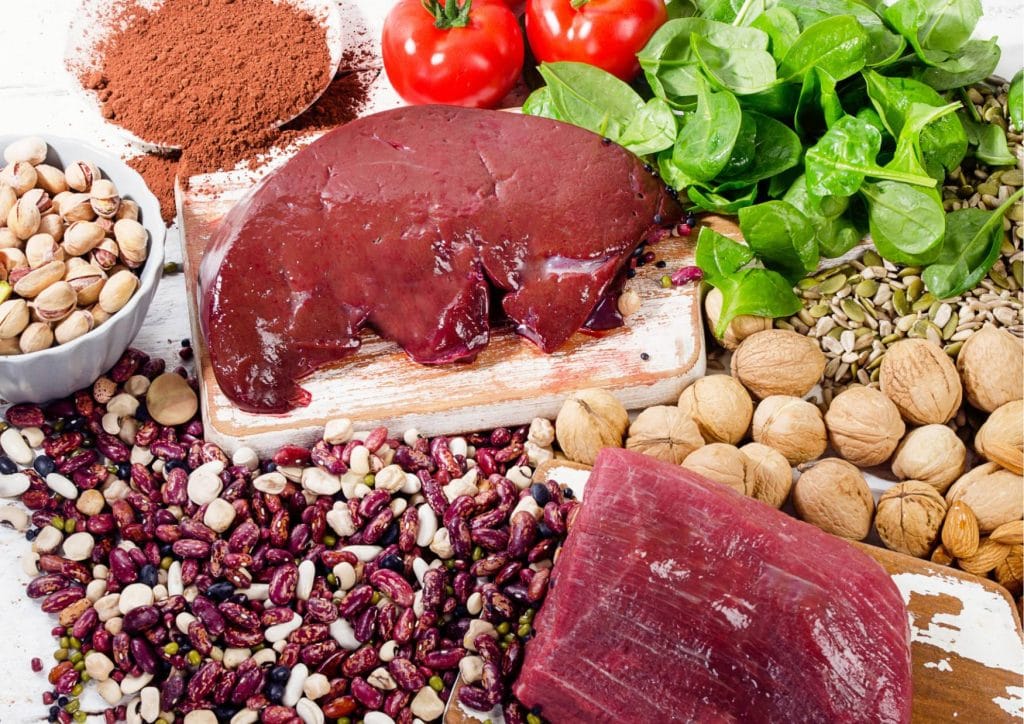 Oversiktsbilde over matvarer som inneholder jern