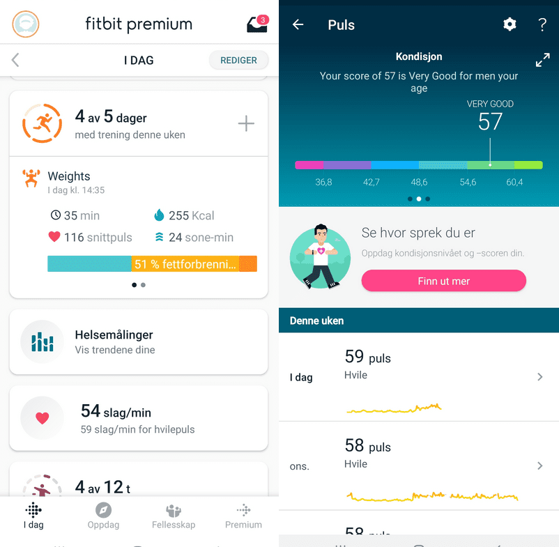 FitBit Charge 5 hvilepuls og kondisjon